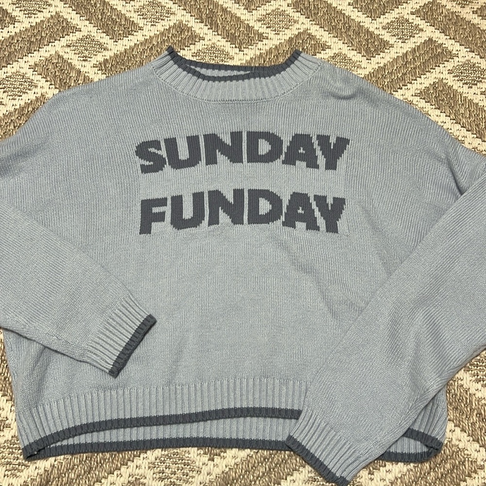 Jessica Simpson SUNDAY FUNDAY XS Grayish Blue Crewneck Sweater